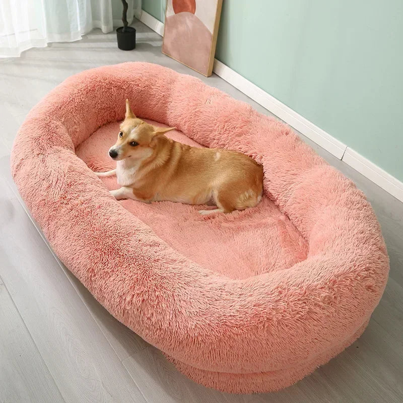 Human Dog Kennel Plush round Pet Kennel Dog Bed Winter Warm Sponge Dog Pads Pet Supplies Pet Mattresses